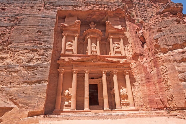 Fiming on location at the treasury in Petra Jordan
